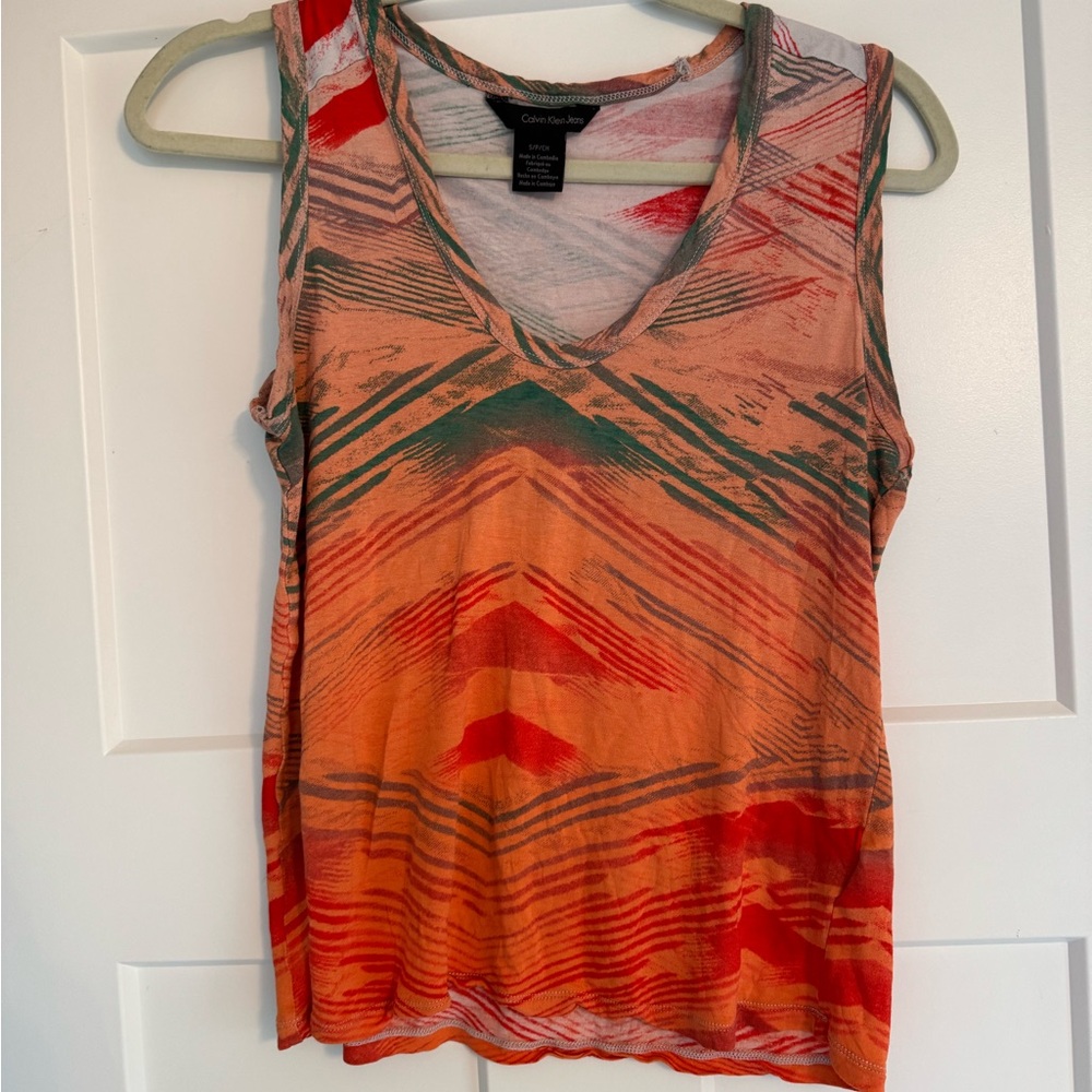 Calvin Klein Jeans Orange Red Sleeveless Tank Top